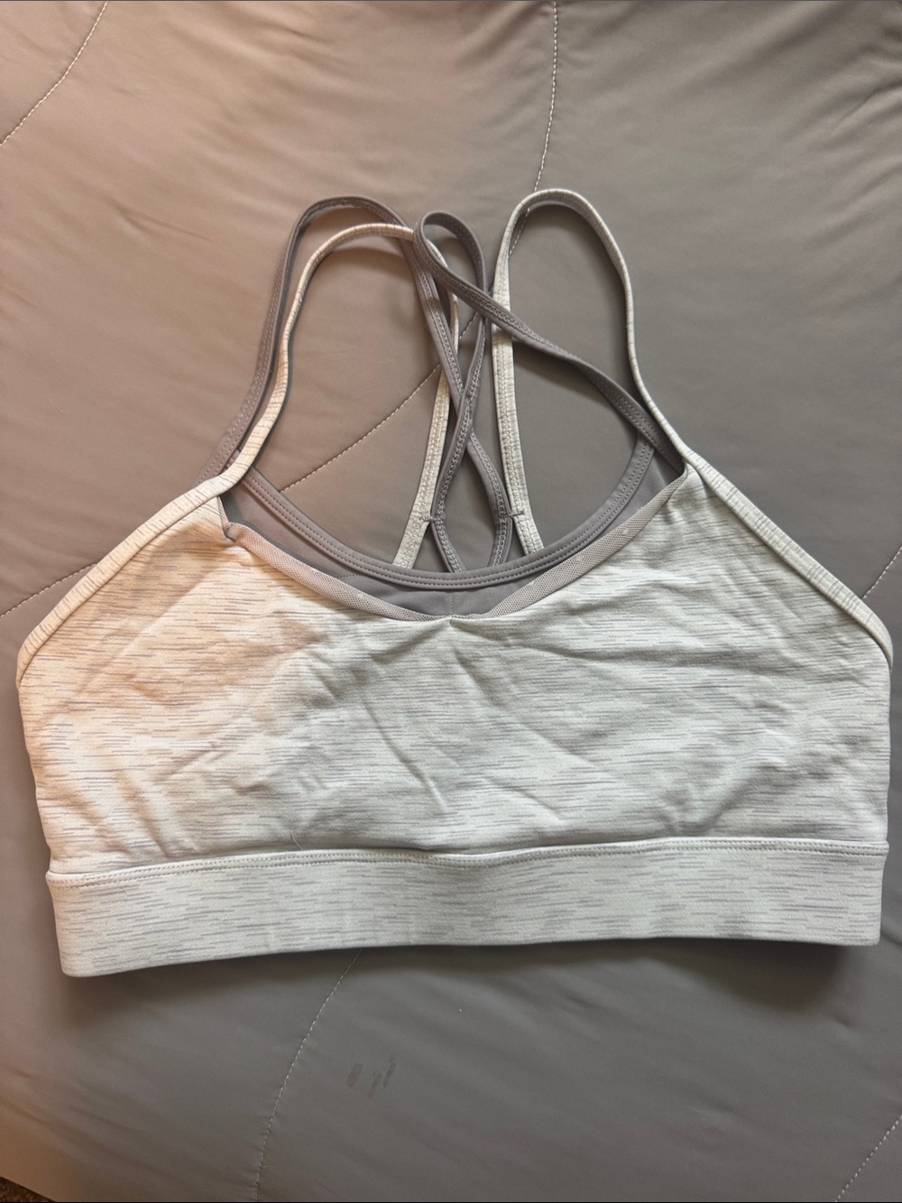 ZYIA Light Gray Strappy Sports Bralette no pads